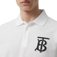 WHITE Polo oversize en piqué de coton Monogram