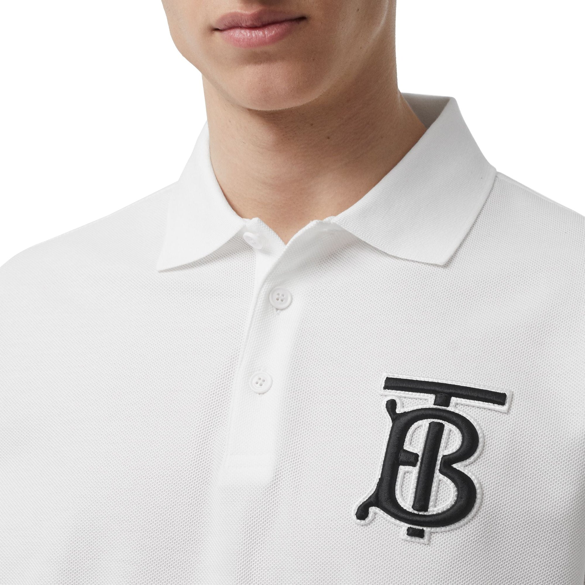 WHITE Polo oversize en piqué de coton Monogram