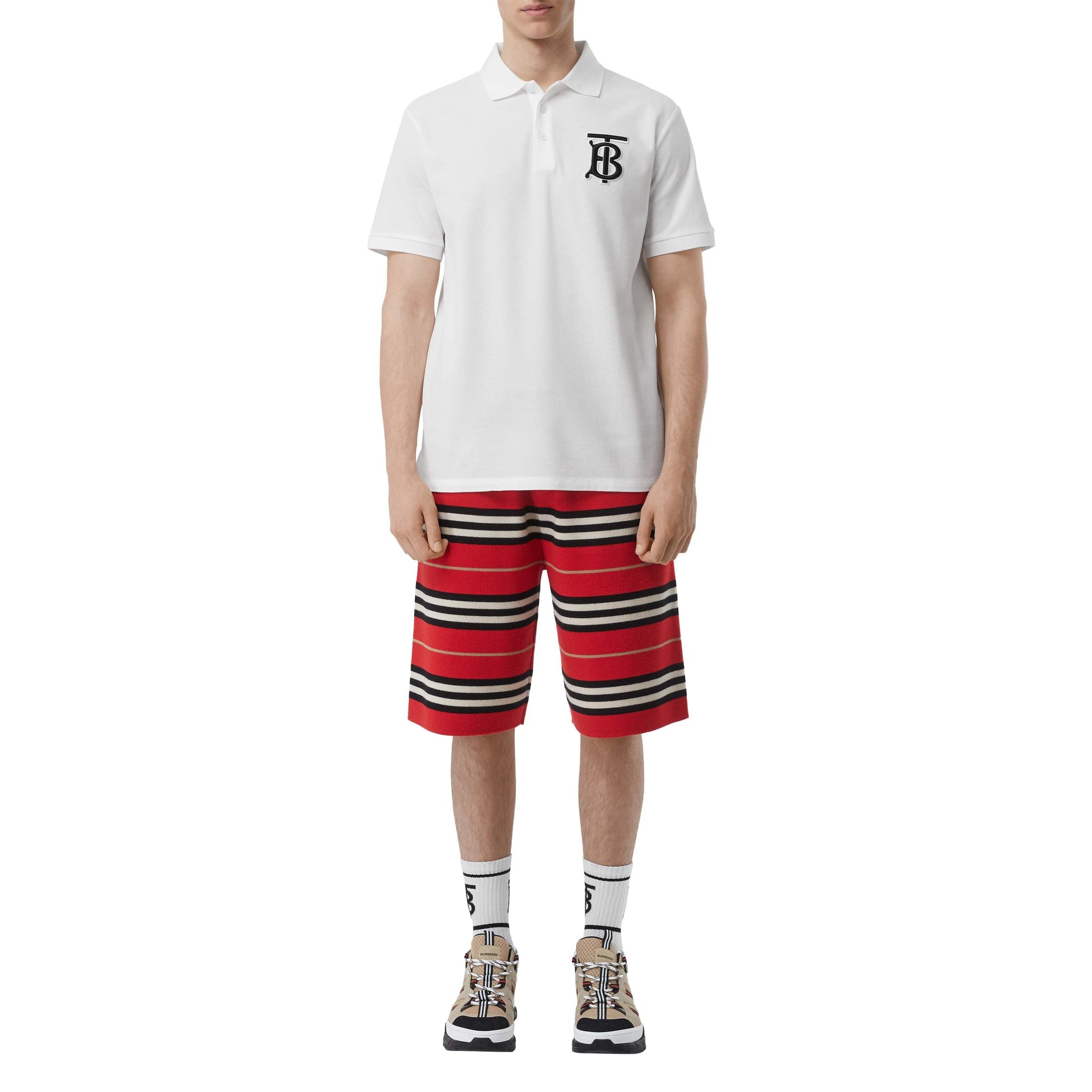 WHITE Polo oversize en piqué de coton Monogram