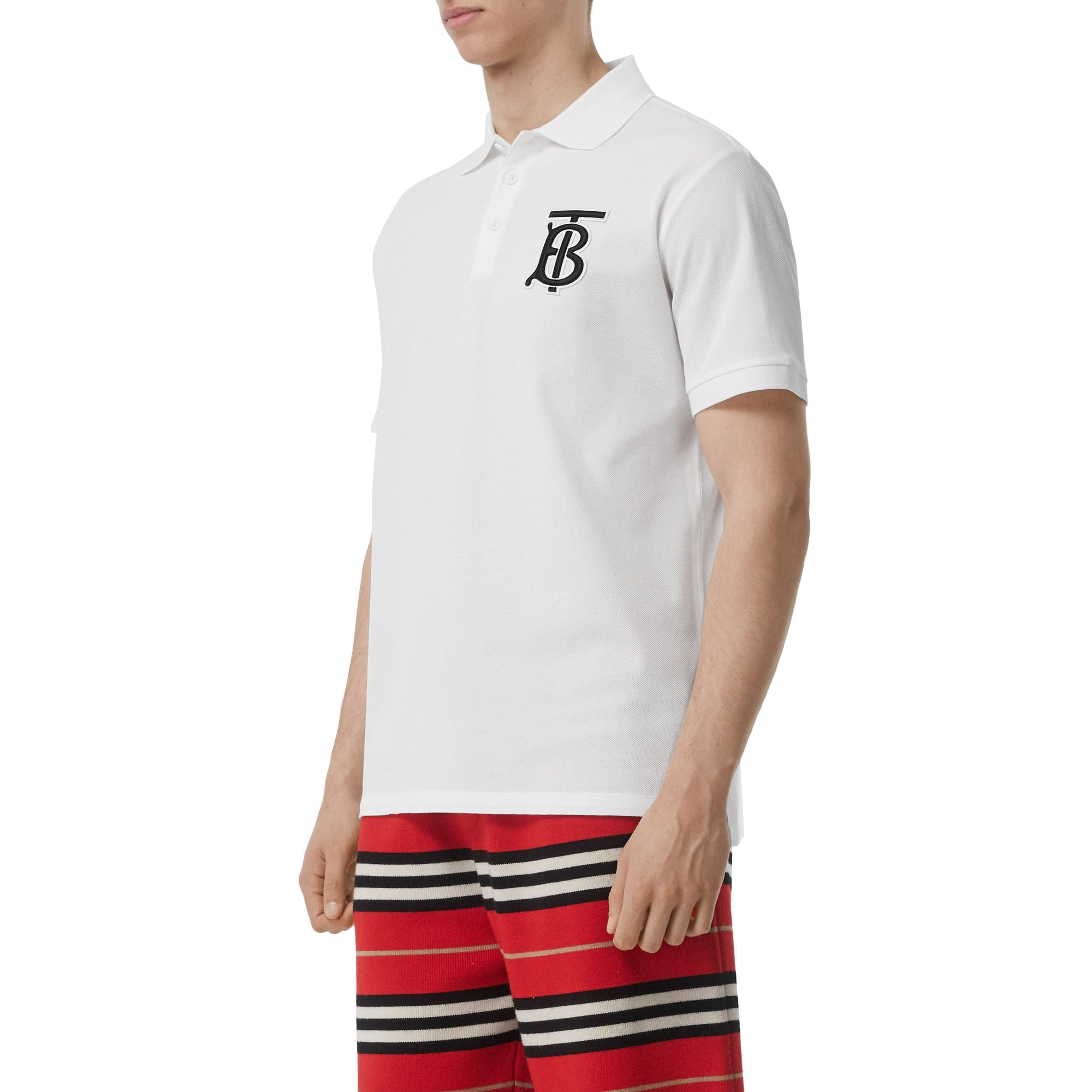WHITE Polo oversize en piqué de coton Monogram
