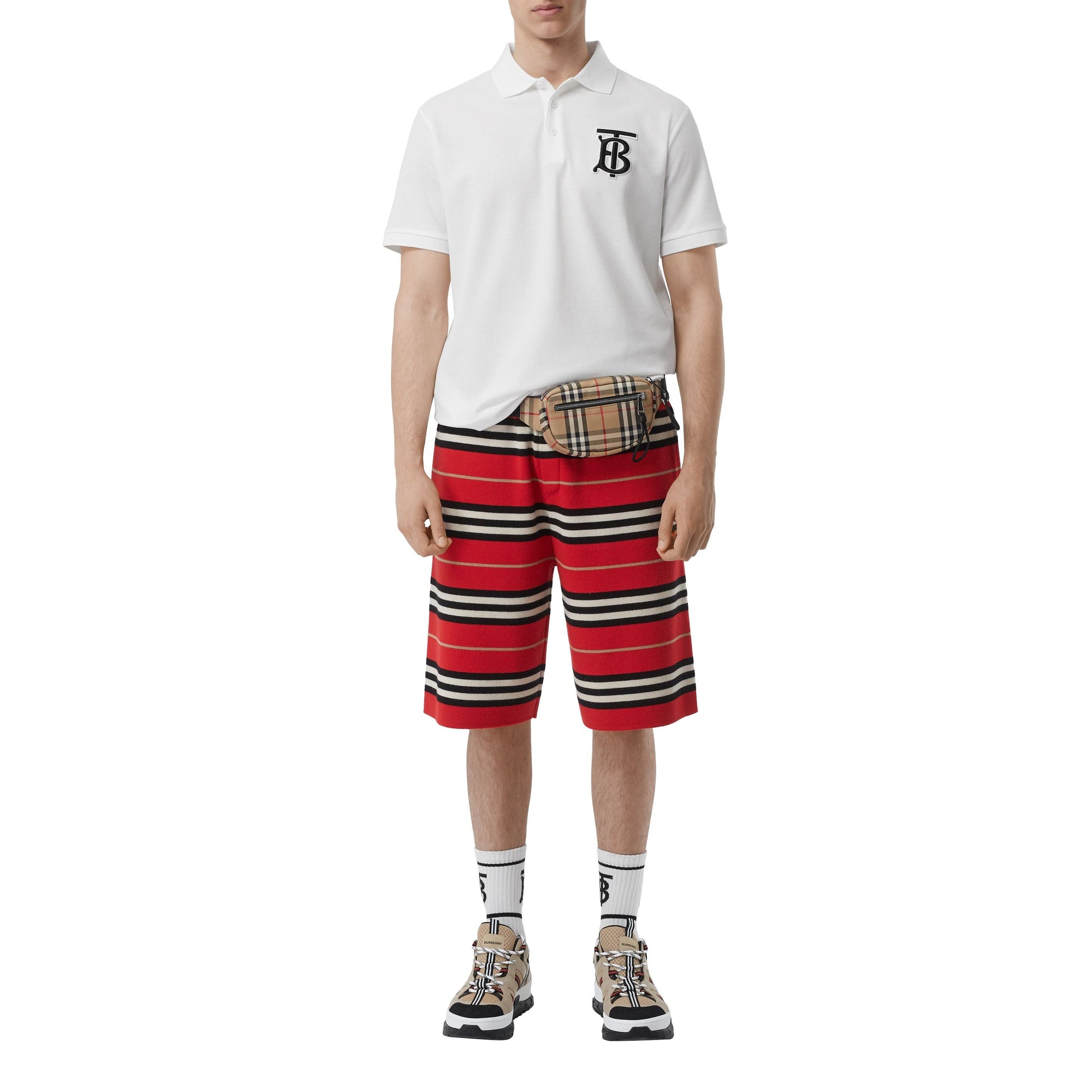WHITE Polo oversize en piqué de coton Monogram