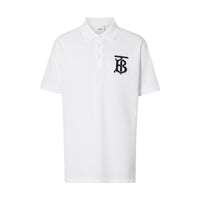 WHITE Polo oversize en piqué de coton Monogram