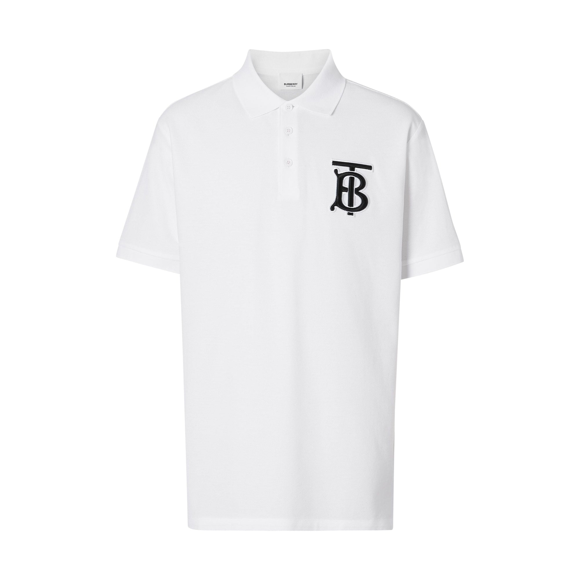 WHITE Polo oversize en piqué de coton Monogram