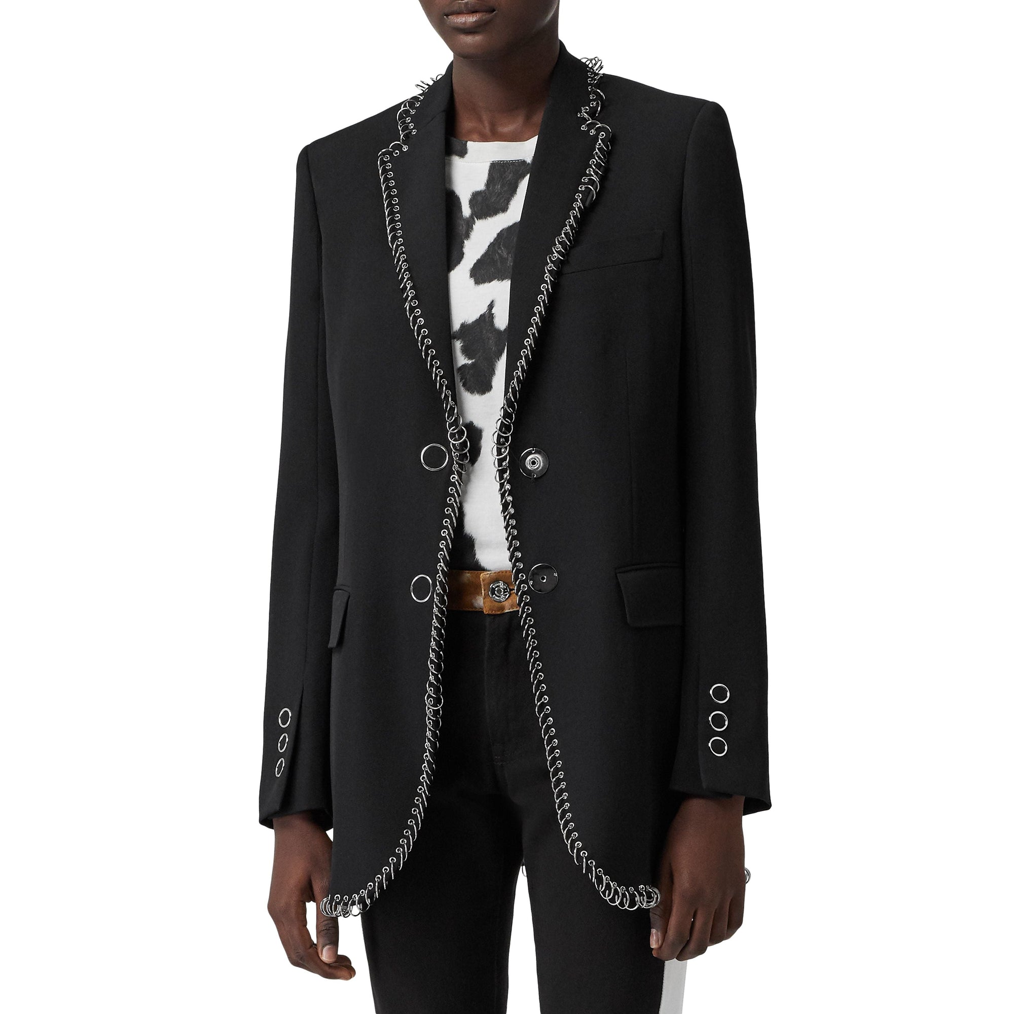 Veste tailleur en laine avec anneau - Noir
