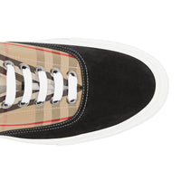 BLACK/ARCHIVEBEIGE Sneakers en coton Vintage check et cuir velours