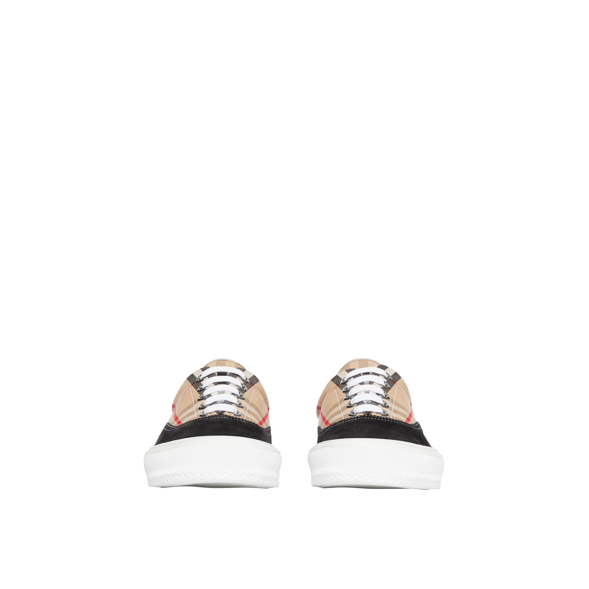 BLACK/ARCHIVEBEIGE Sneakers en coton Vintage check et cuir velours