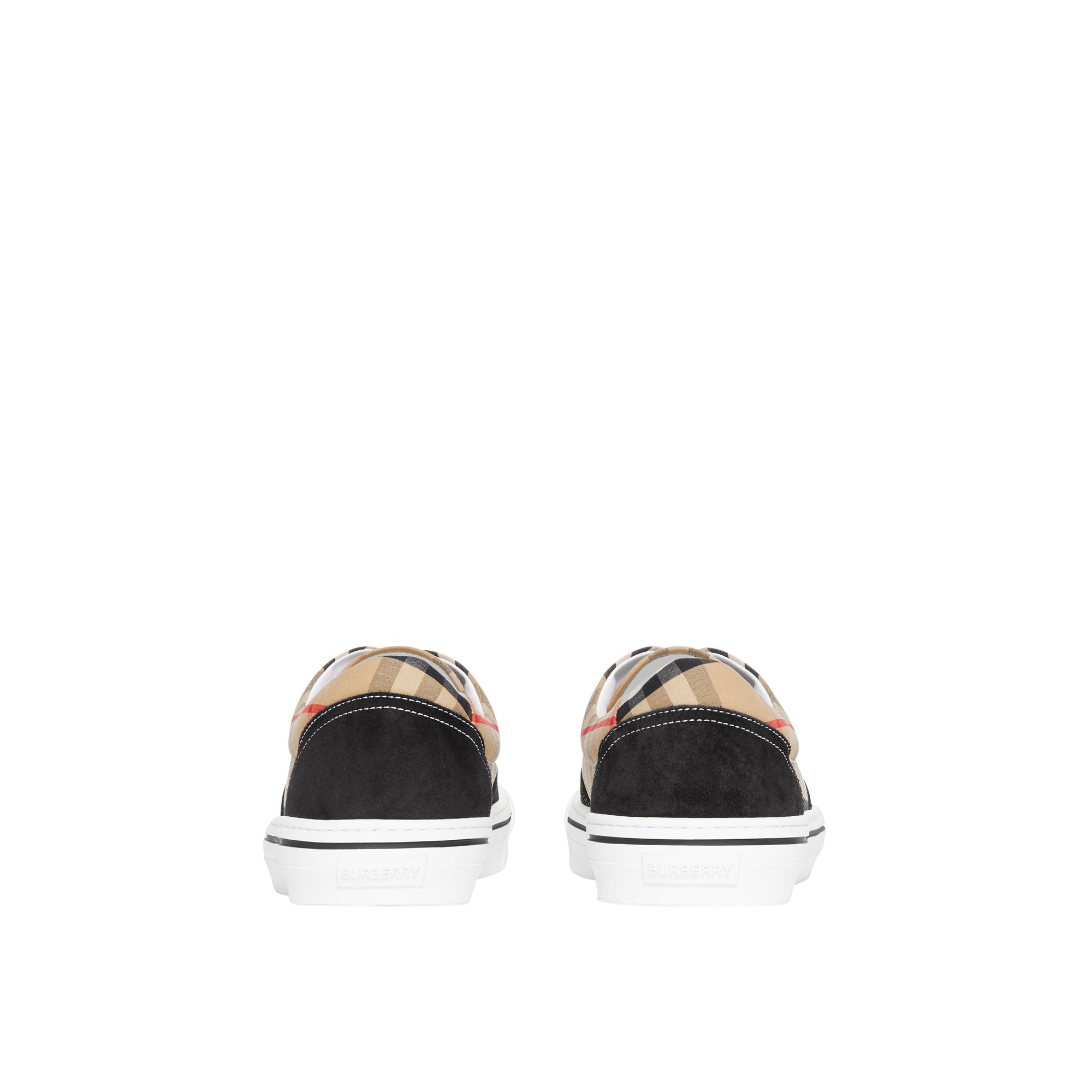 BLACK/ARCHIVEBEIGE Sneakers en coton Vintage check et cuir velours
