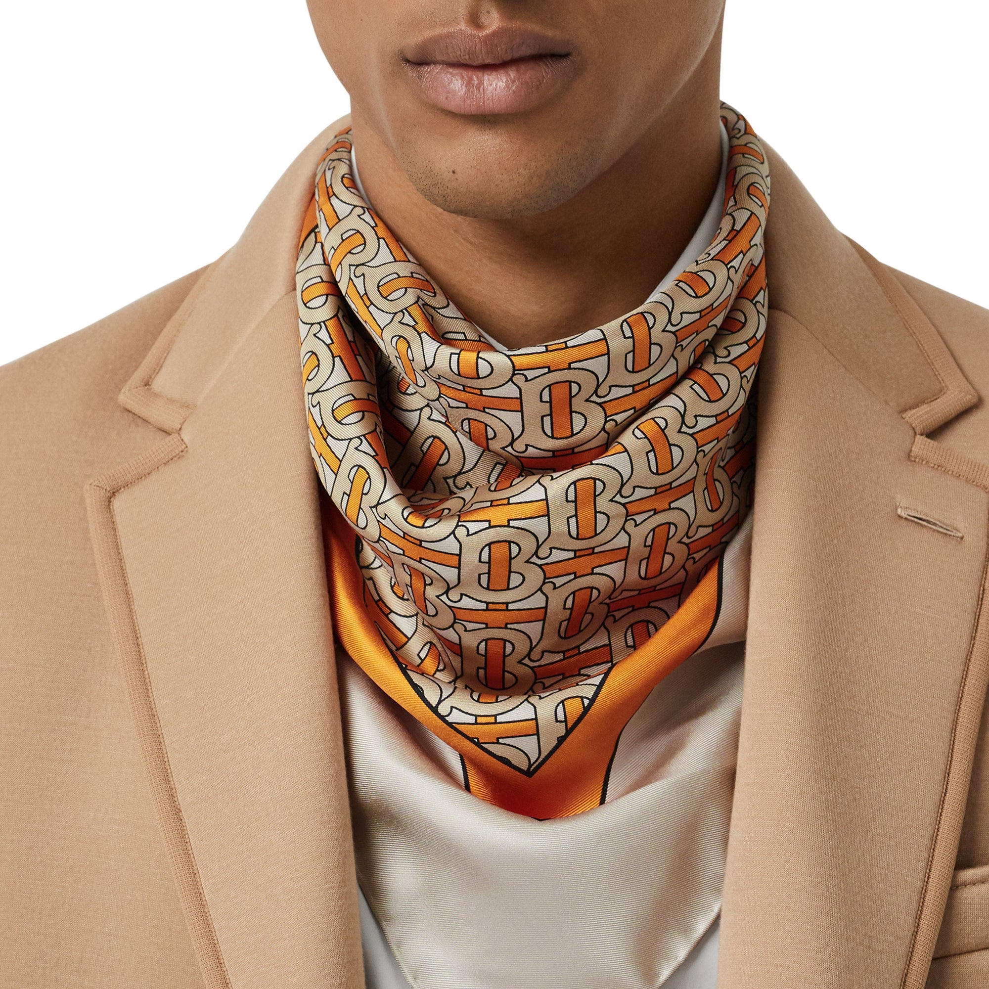 Carré de soie monogram - Orange vif