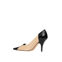 Escarpins en cuir bicolore avec détails richelieu - Rouge nude & noir