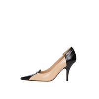 Escarpins en cuir bicolore avec détails richelieu - Rouge nude & noir