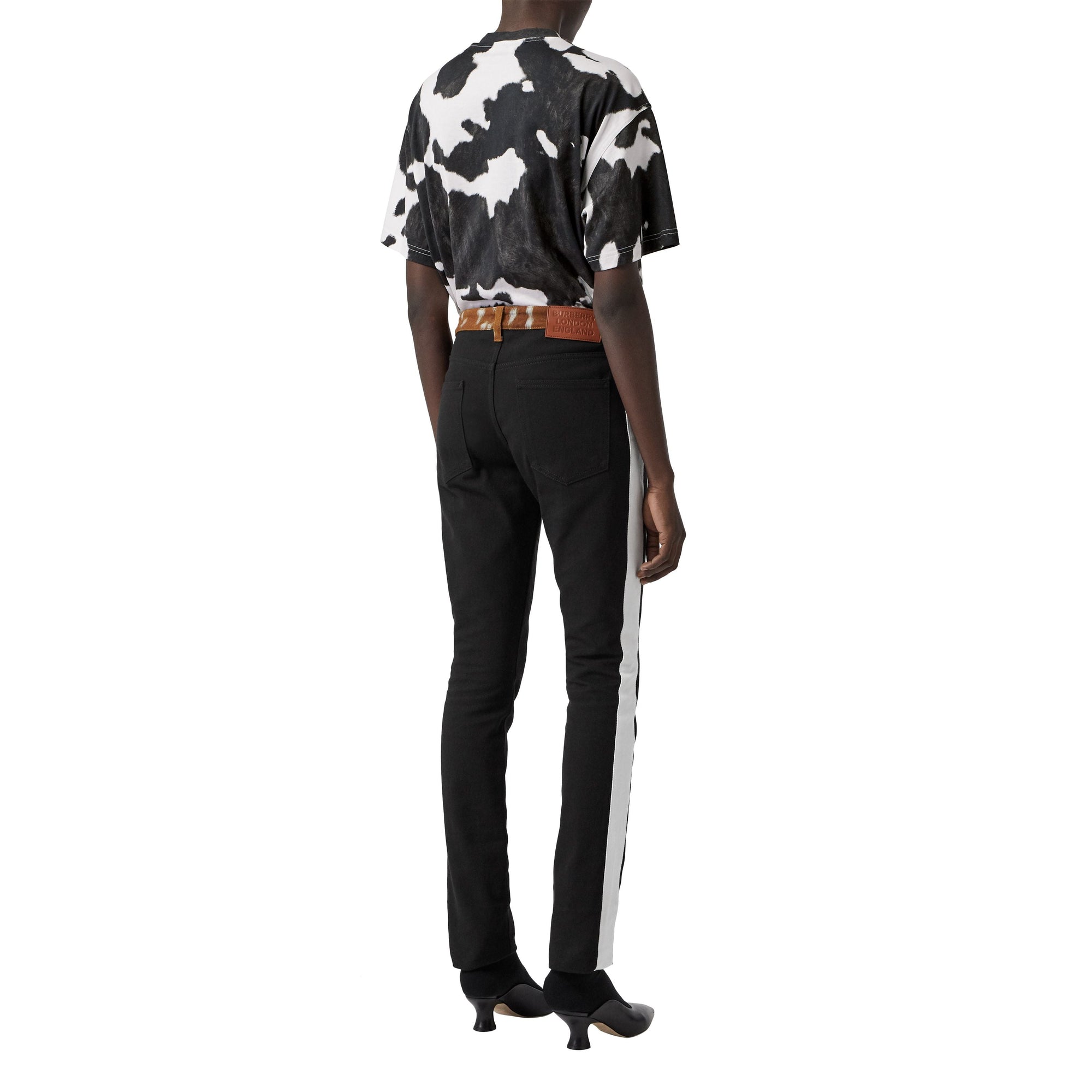 Jean droit en denim japonais avec imprimé daim - Noir