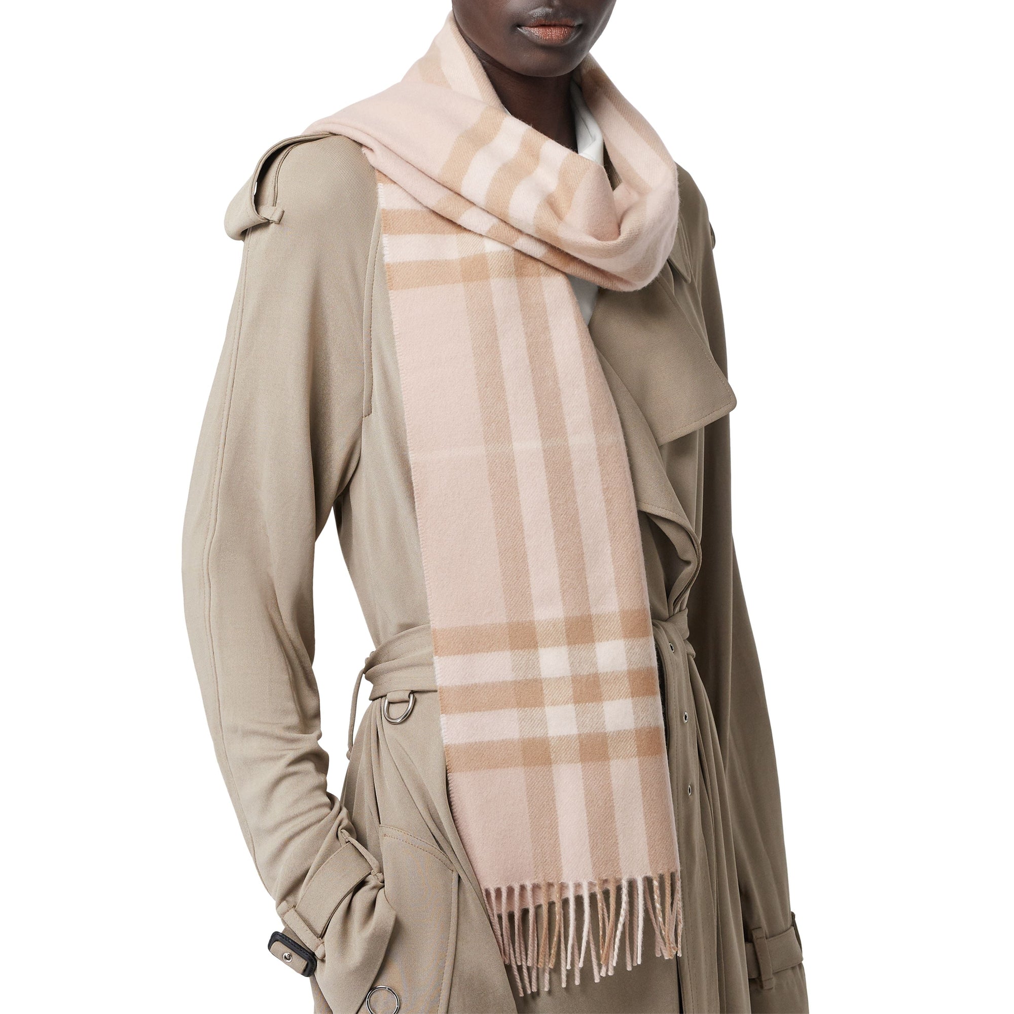 Écharpe classique en cachemire check - Blush