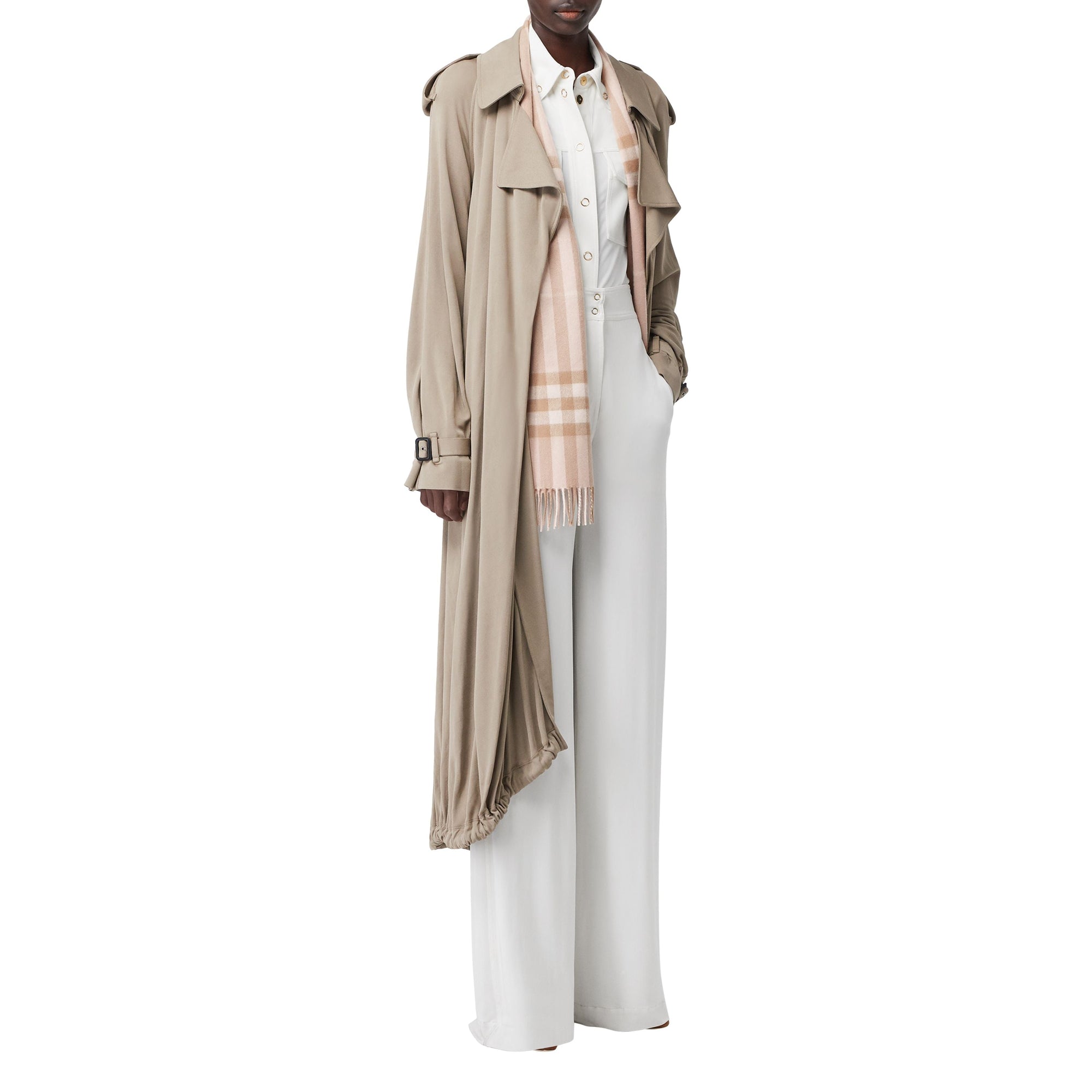 Écharpe classique en cachemire check - Blush
