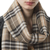 Maxi écharpe légère en laine et soie Vintage check - Miel Pâle