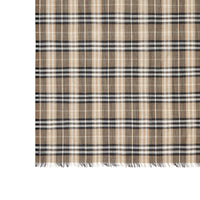 Maxi écharpe légère en laine et soie vintage check - Miel pâle