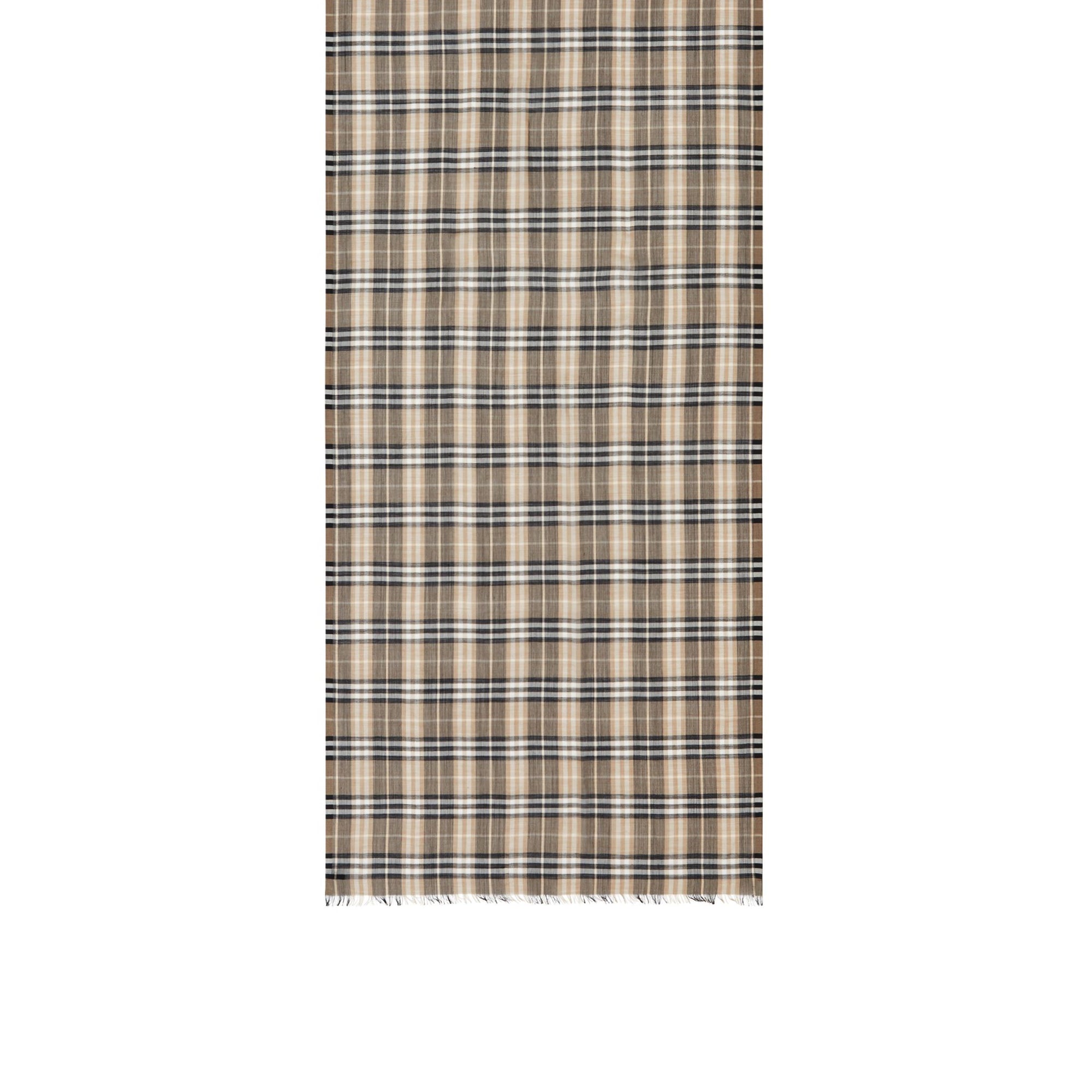Maxi écharpe légère en laine et soie Vintage check - Miel Pâle