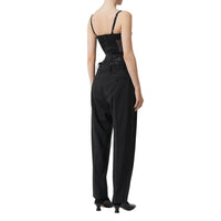 Pantalon en laine stretch à double ceinture avec sequins - Noir