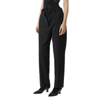 Pantalon en laine stretch à double ceinture avec sequins - Noir
