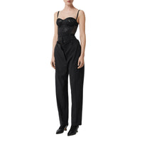Pantalon en laine stretch à double ceinture avec sequins - Noir