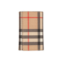 Étui pour clés en cuir et toile écologique Vintage check - Beige d'Archive