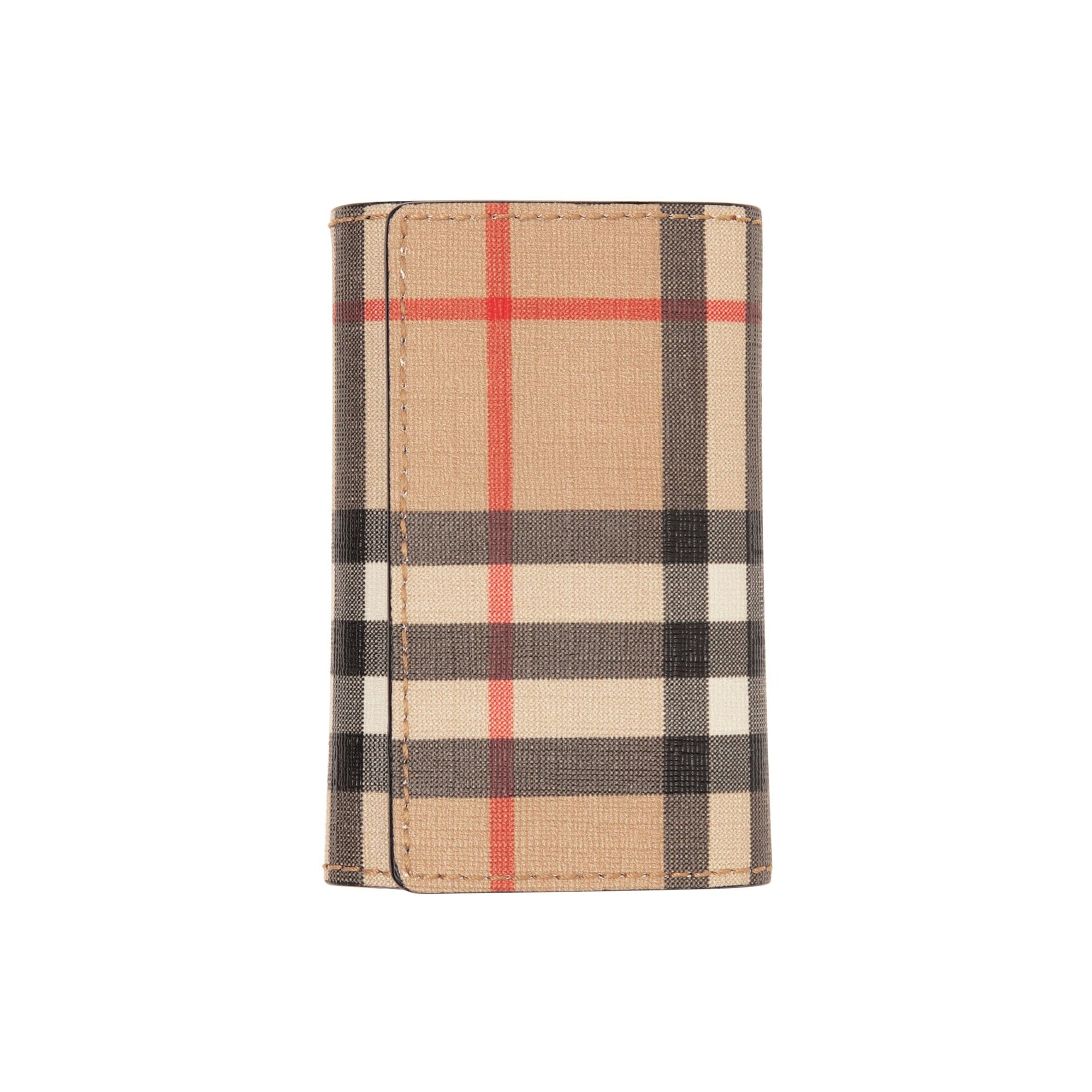 Étui pour clés en cuir et toile écologique Vintage check - Beige d'Archive