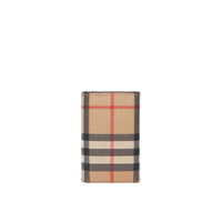 Étui pour clés en cuir et toile écologique Vintage check - Beige d'Archive