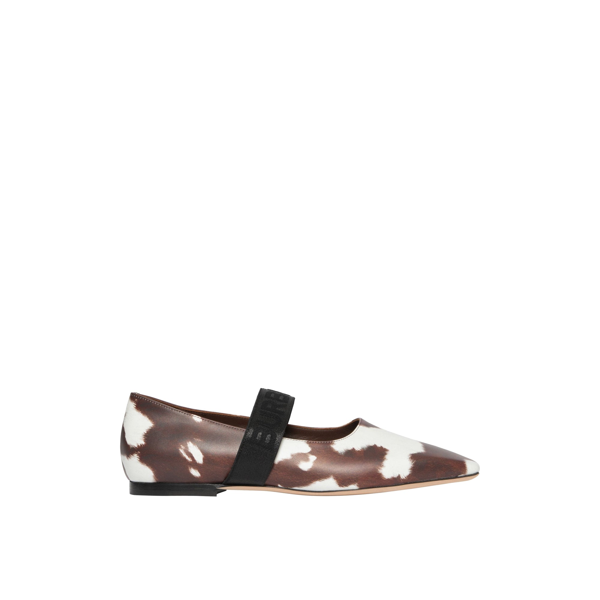 COW PRINT Chaussures plates en cuir à imprimé vache avec logo