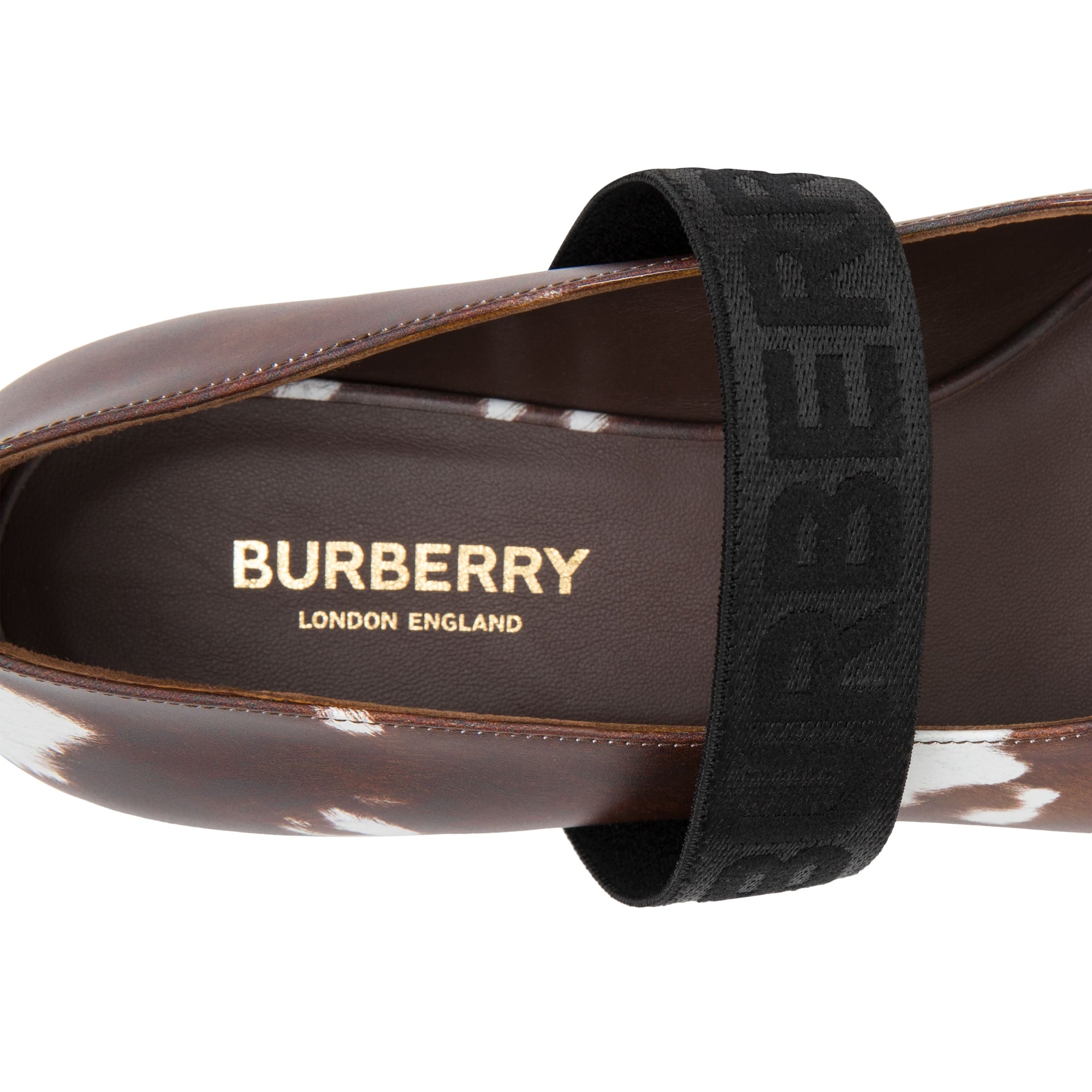 COW PRINT Chaussures plates en cuir à imprimé vache avec logo