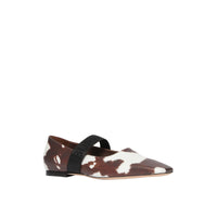 COW PRINT Chaussures plates en cuir à imprimé vache avec logo