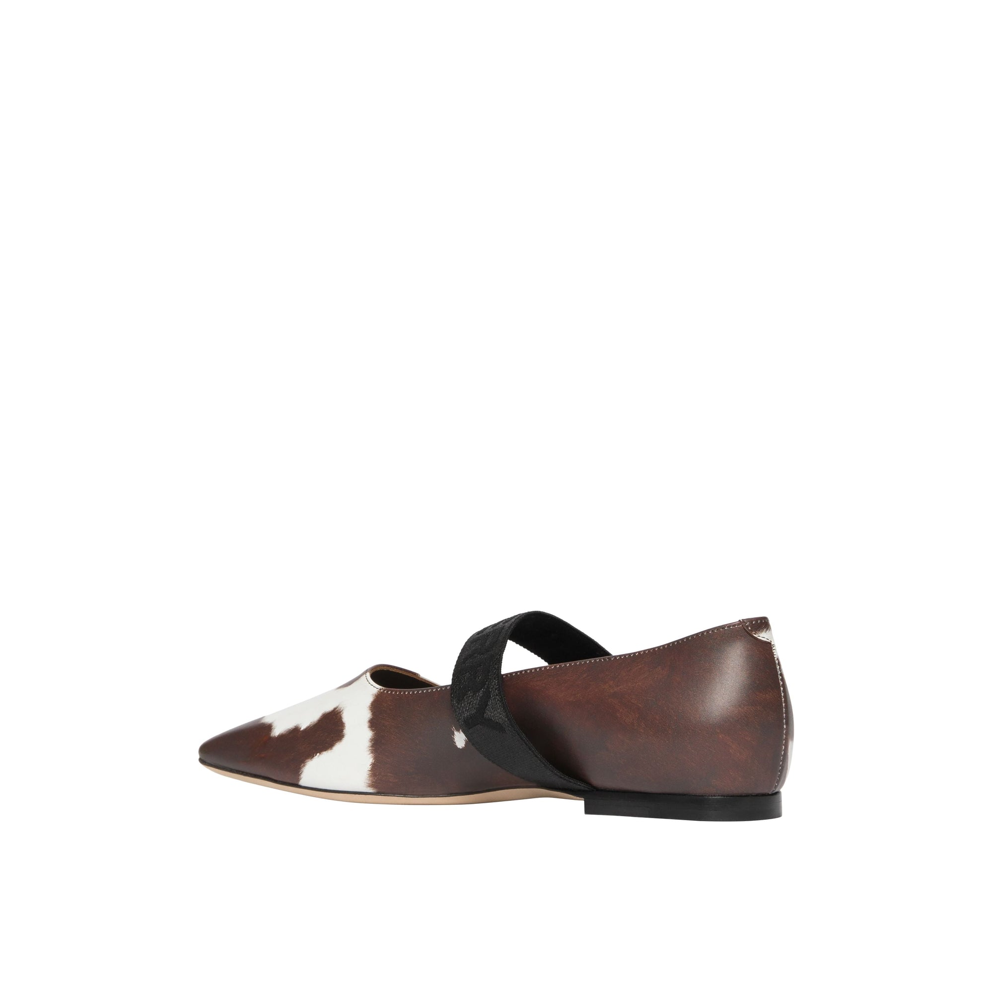 COW PRINT Chaussures plates en cuir à imprimé vache avec logo