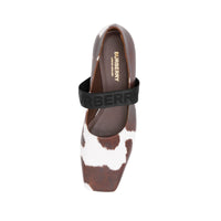 COW PRINT Chaussures plates en cuir à imprimé vache avec logo