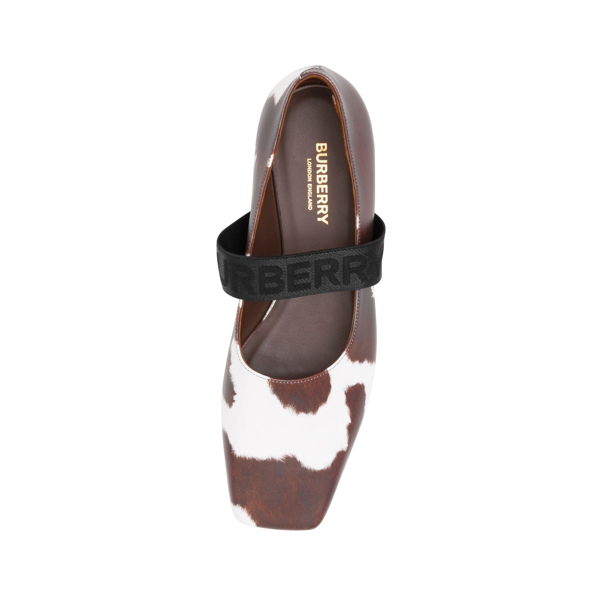 COW PRINT Chaussures plates en cuir à imprimé vache avec logo