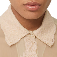 Chemise oversize en mousseline de soie avec dentelle - Pêche doux