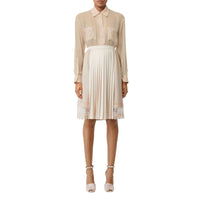 Chemise oversize en mousseline de soie avec dentelle - Pêche doux