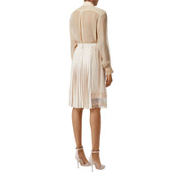 Chemise oversize en mousseline de soie avec dentelle - Pêche doux