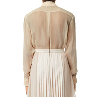 Chemise oversize en mousseline de soie avec dentelle - Pêche doux