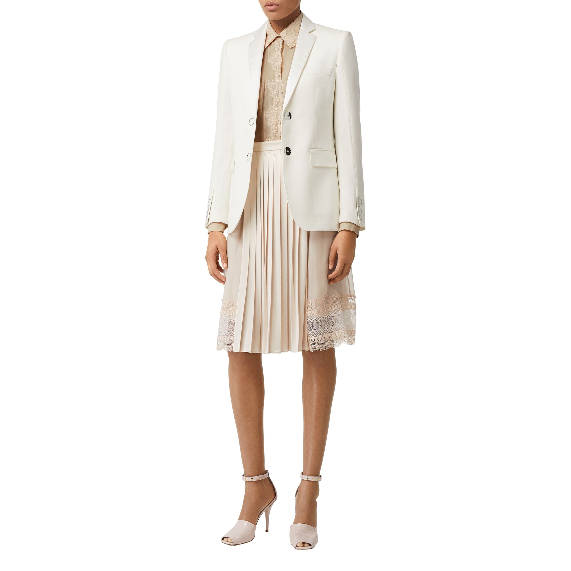 Chemise oversize en mousseline de soie avec dentelle - Pêche doux