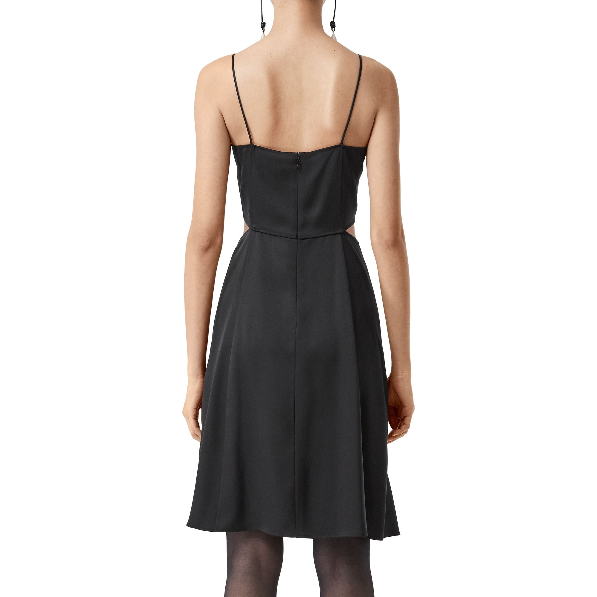 Robe combinaison en satin de soie avec franges - Noir