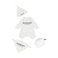 WHITE MELANGE Coffret cadeau trois pièces en coton à logo pour bébé