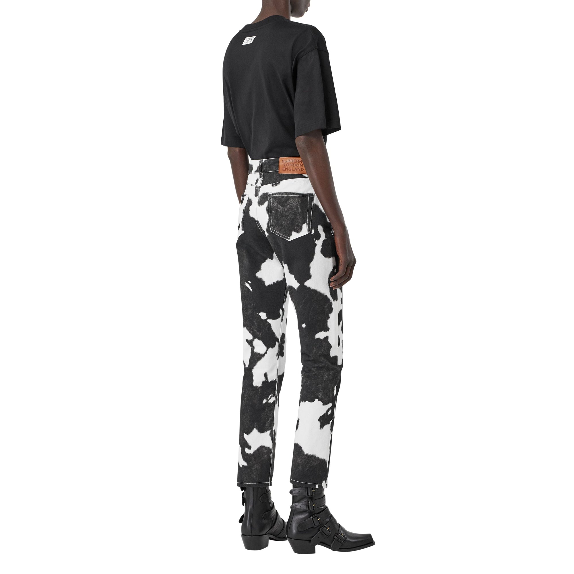 BLACK PATTERN Jean droit à imprimé vache