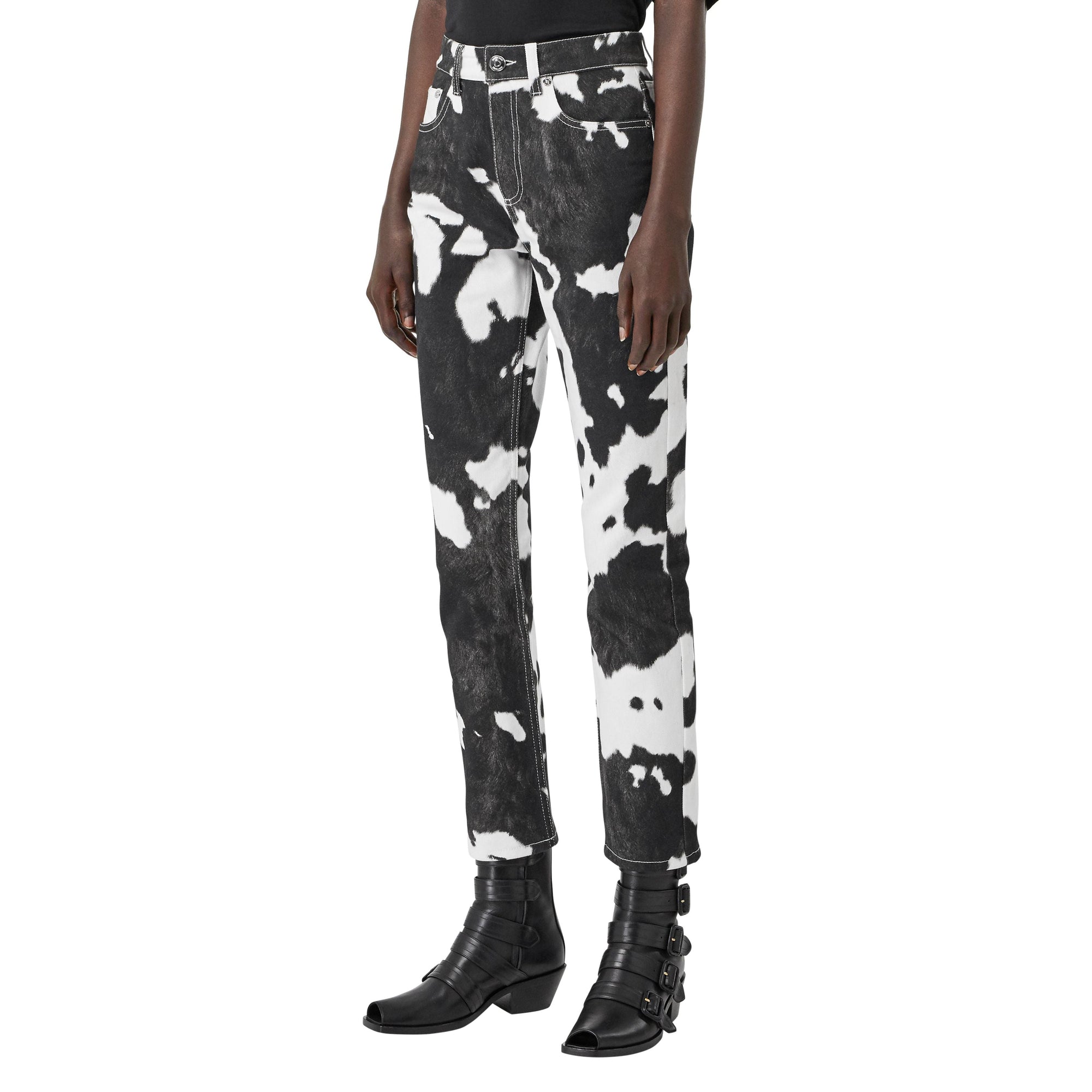 BLACK PATTERN Jean droit à imprimé vache