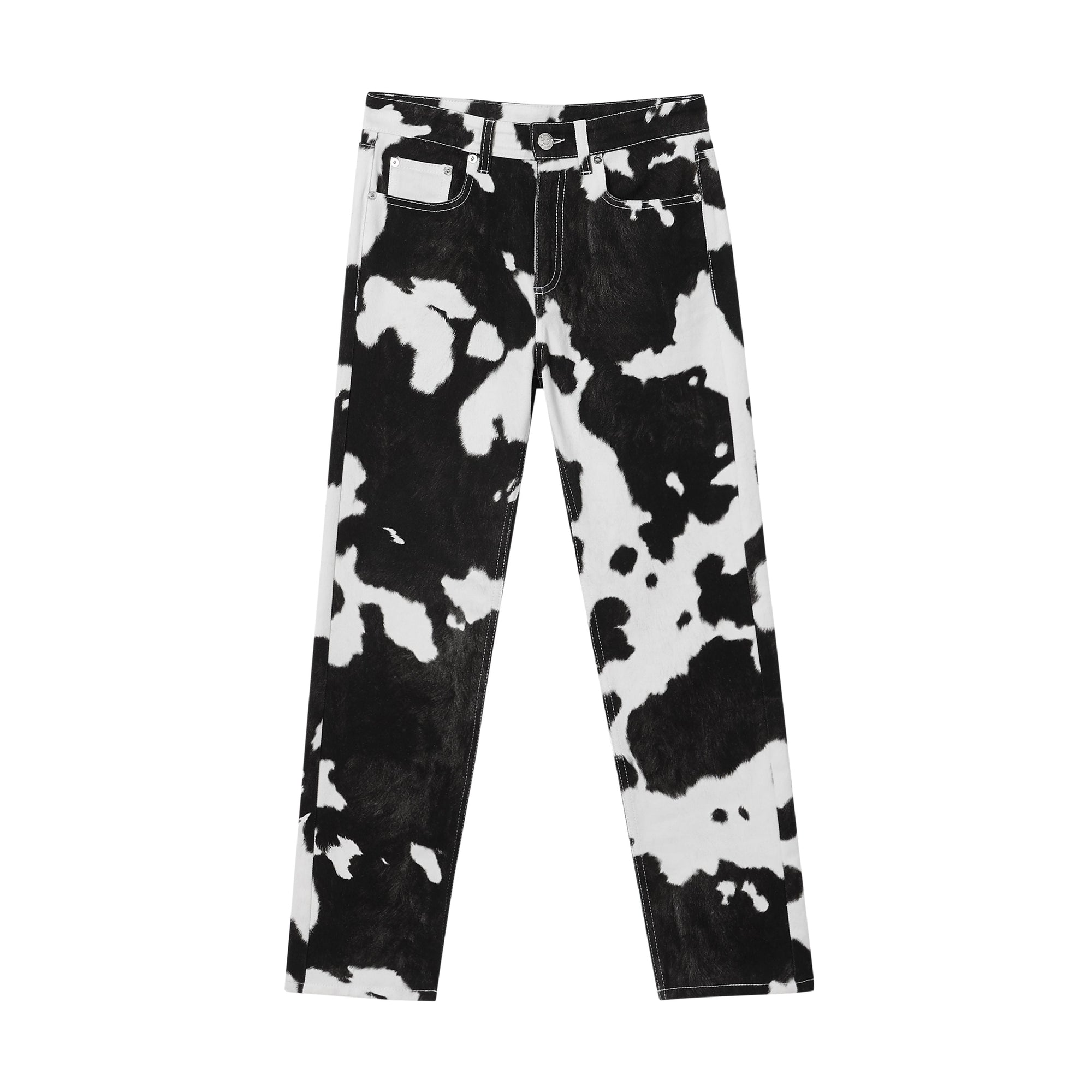 BLACK PATTERN Jean droit à imprimé vache
