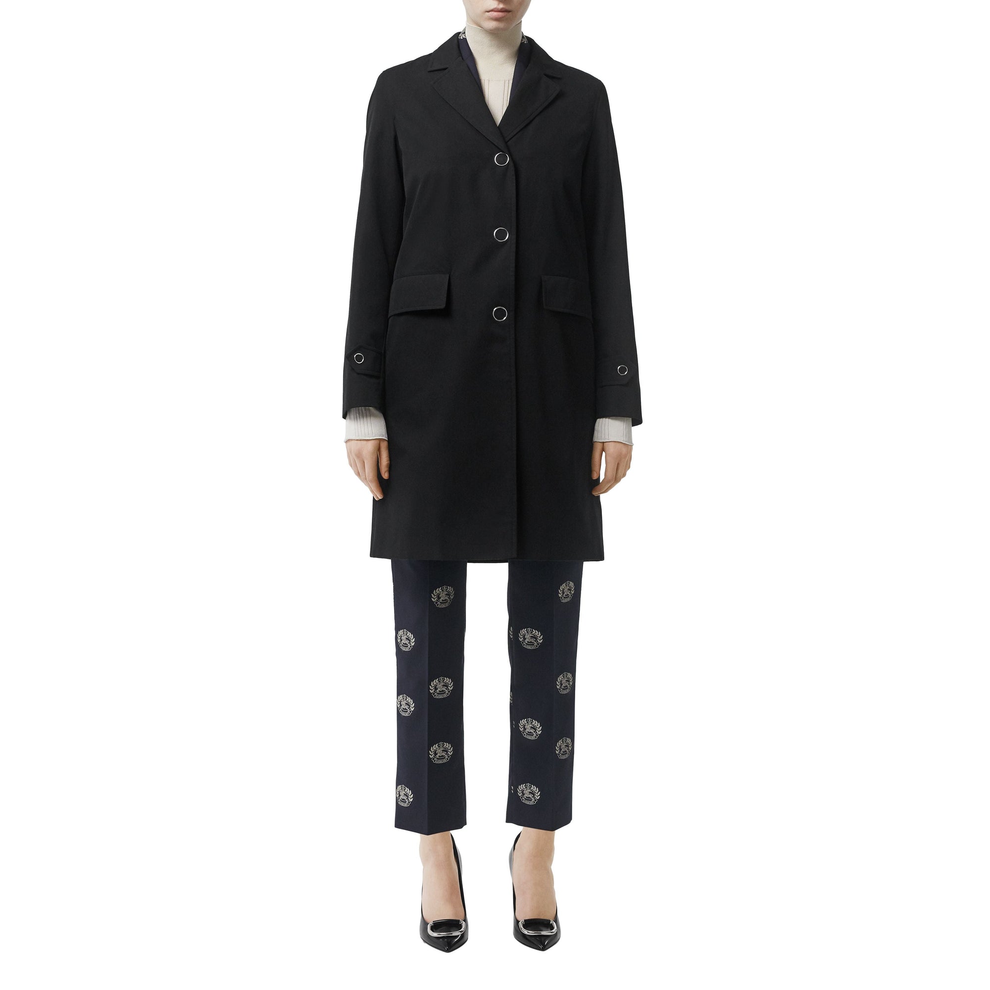 BLACK Blouse en gabardine de coton avec boutons pression