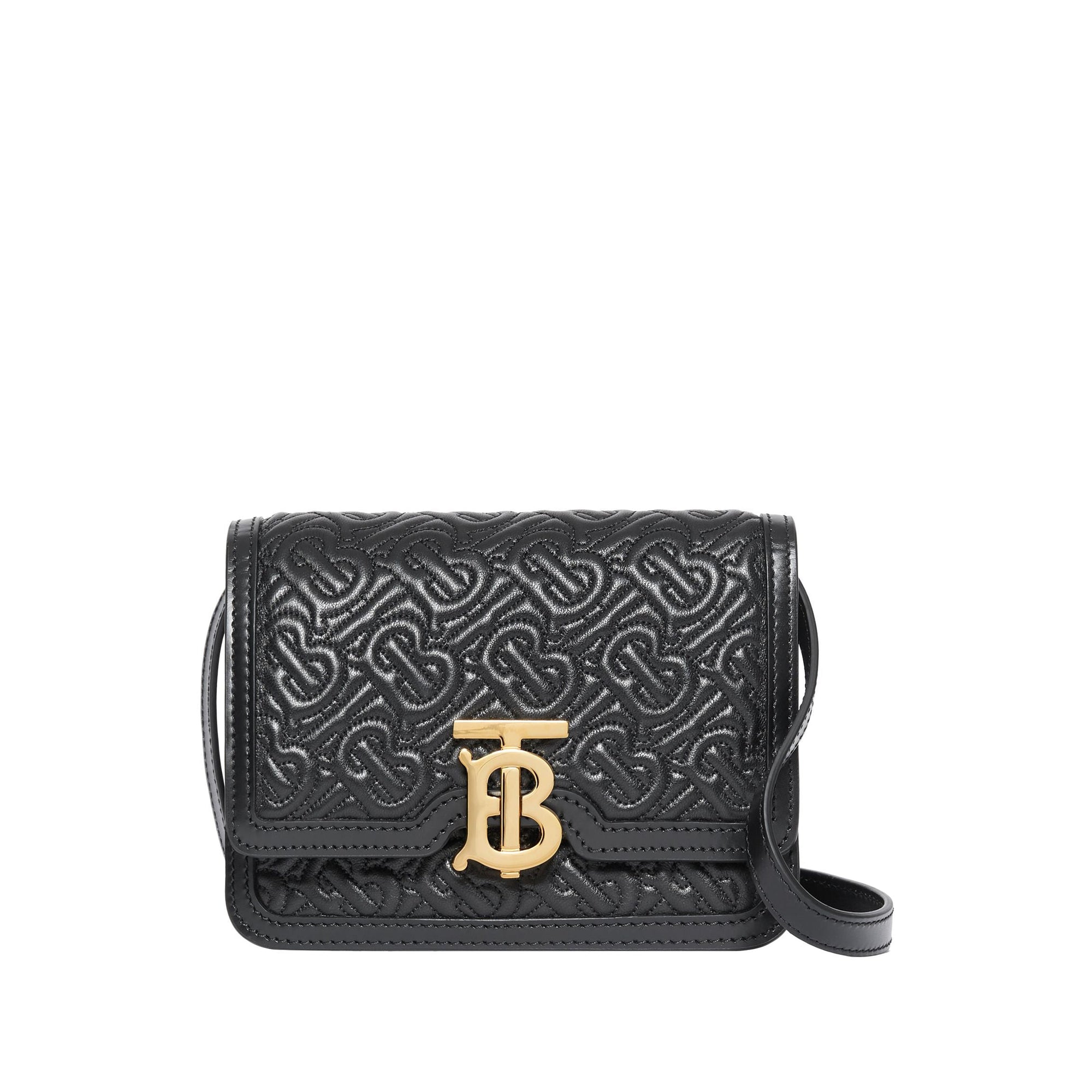 Sac TB en cuir d'agneau monogram matelassé - Noir