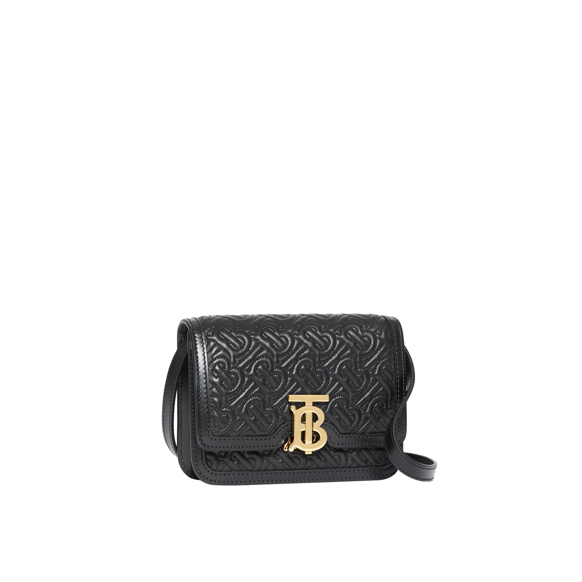 Sac TB en cuir d'agneau monogram matelassé - Noir