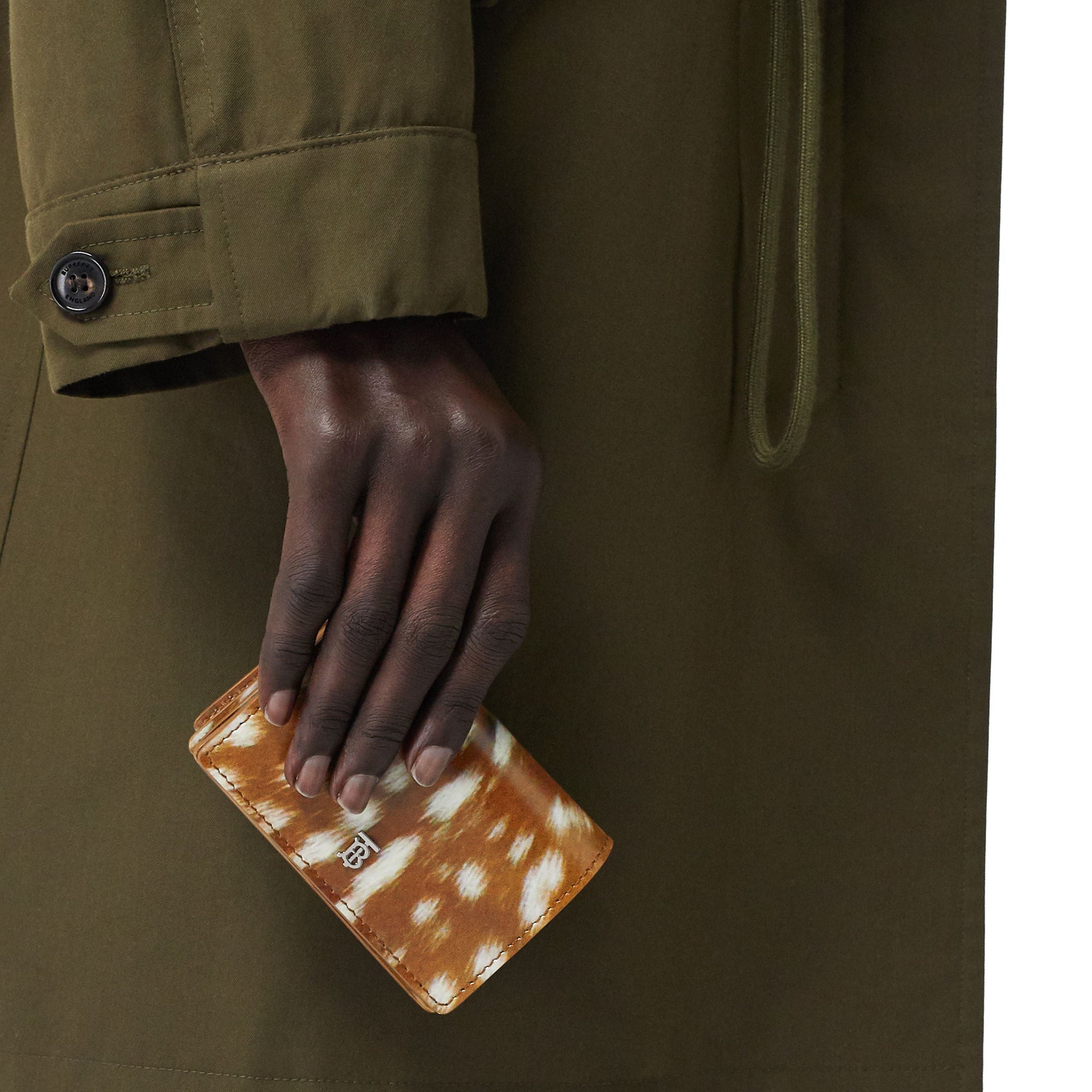 MALT BROWN Porte-cartes en cuir à imprimé daim avec sangle amovible
