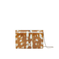 MALT BROWN Porte-cartes en cuir à imprimé daim avec sangle amovible