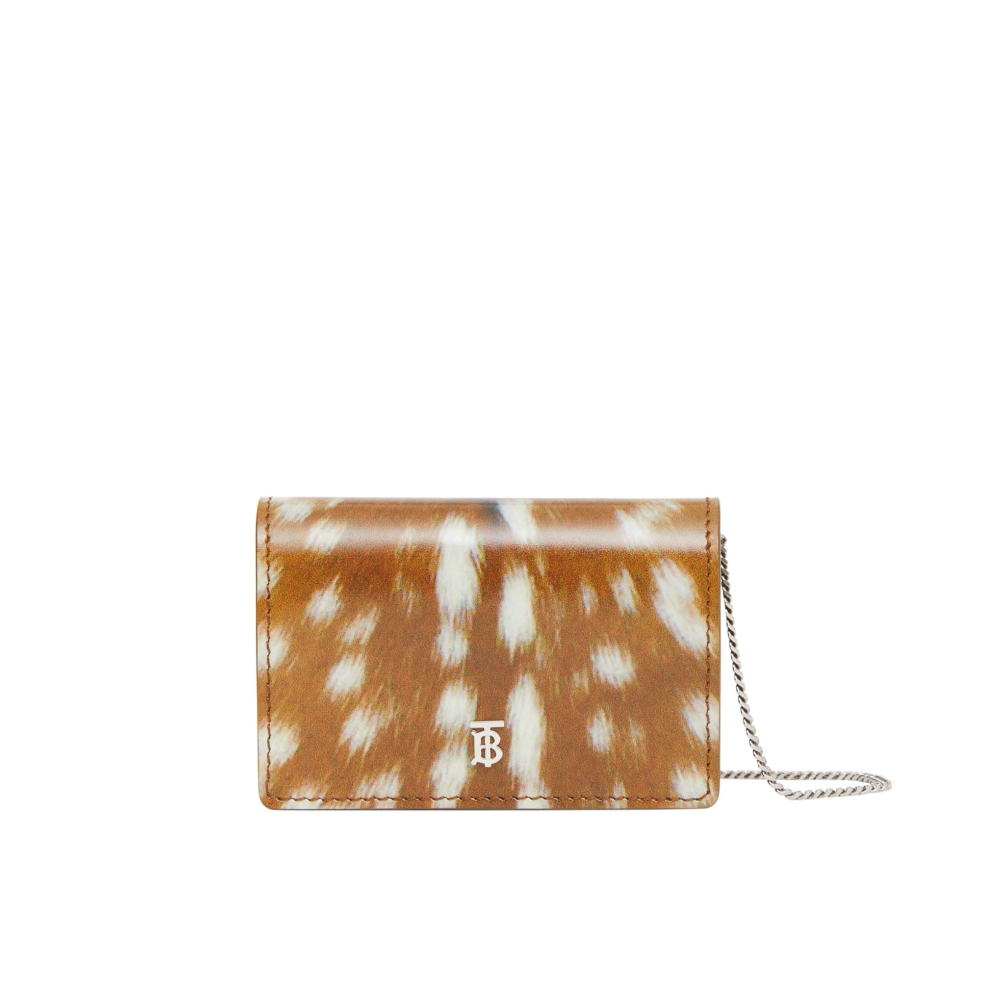 MALT BROWN Porte-cartes en cuir à imprimé daim avec sangle amovible