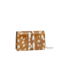 MALT BROWN Porte-cartes en cuir à imprimé daim avec sangle amovible