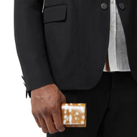 MALT BROWN Porte-cartes en cuir à imprimé daim avec sangle amovible